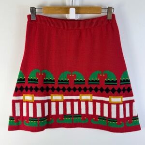 Ugly Christmas Sweater Skirt Knit Medium With Love Derek Red Green NWOT A Line